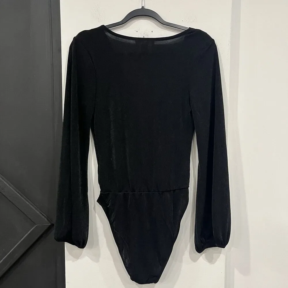 NWT Band Of The Free Black Slinky Cowl Neck Bodysuit Size Medium - Picture 5 of 6